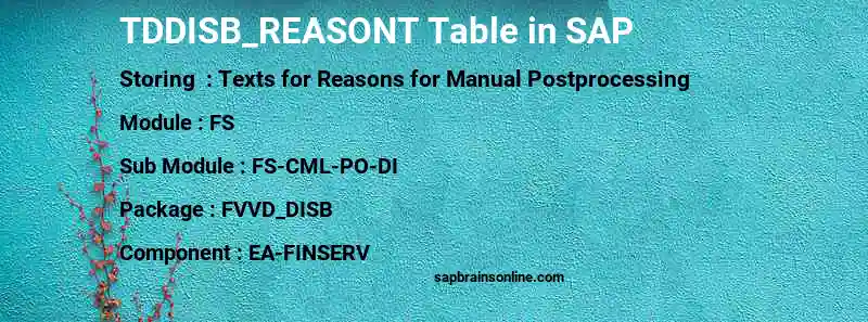 SAP TDDISB_REASONT table