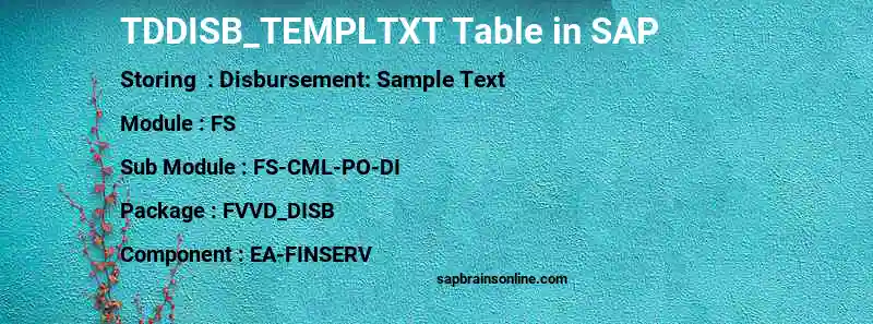 SAP TDDISB_TEMPLTXT table
