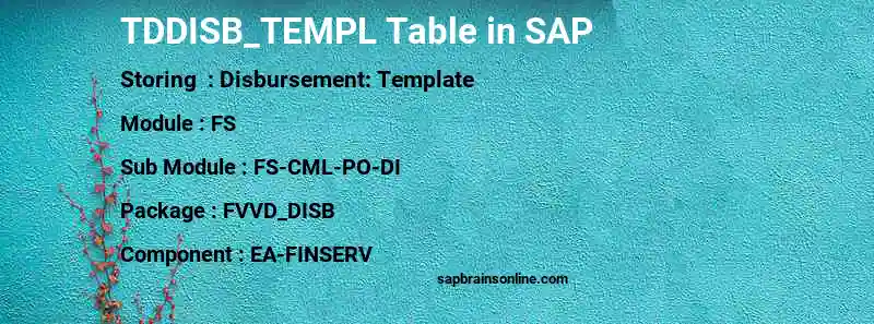 SAP TDDISB_TEMPL table