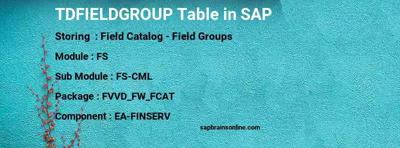 SAP TDFIELDGROUP table