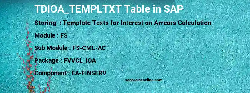 SAP TDIOA_TEMPLTXT table
