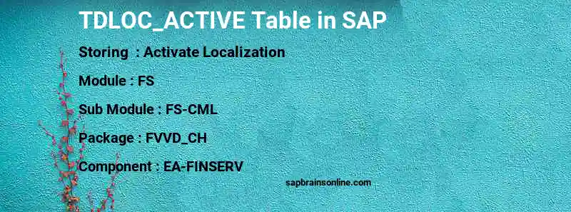 SAP TDLOC_ACTIVE table