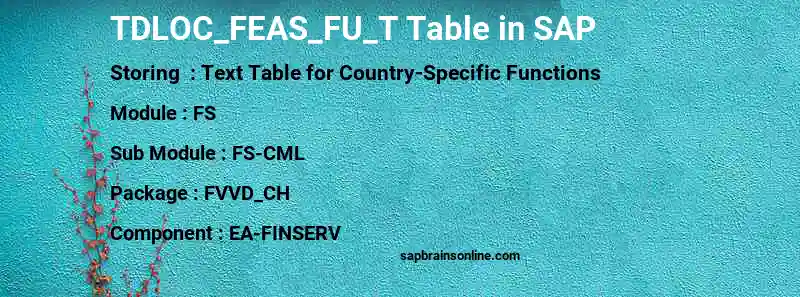 SAP TDLOC_FEAS_FU_T table