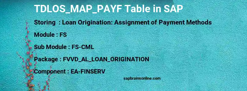 SAP TDLOS_MAP_PAYF table