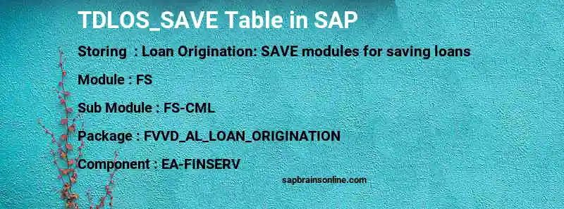 SAP TDLOS_SAVE table