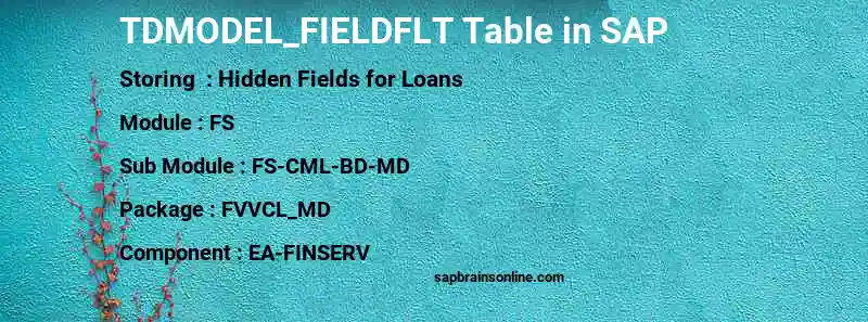 SAP TDMODEL_FIELDFLT table