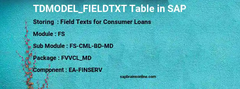 SAP TDMODEL_FIELDTXT table