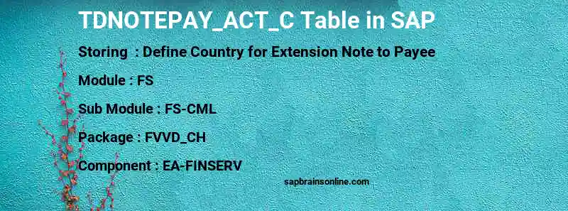 SAP TDNOTEPAY_ACT_C table