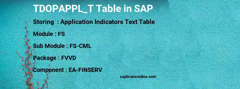 SAP TDOPAPPL_T table