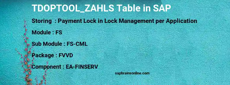 SAP TDOPTOOL_ZAHLS table
