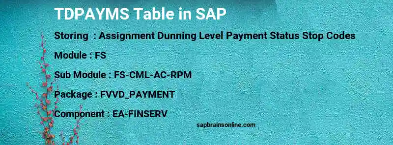 SAP TDPAYMS table