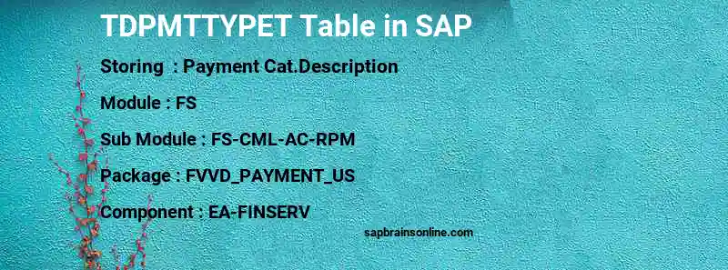SAP TDPMTTYPET table