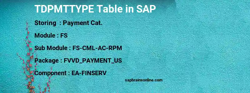 SAP TDPMTTYPE table