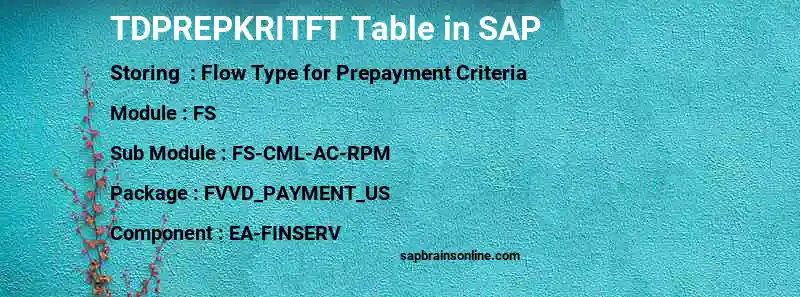 SAP TDPREPKRITFT table