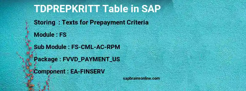 SAP TDPREPKRITT table