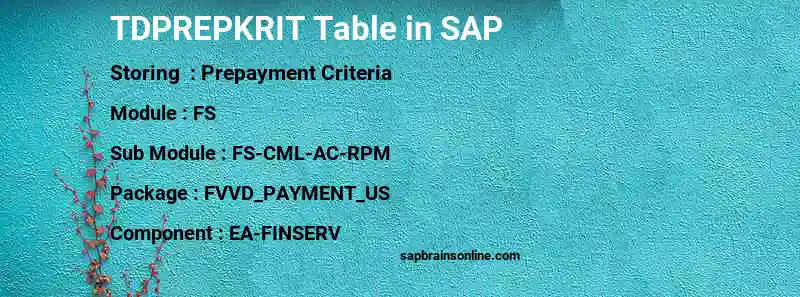 SAP TDPREPKRIT table