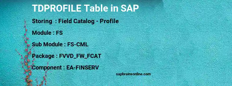 SAP TDPROFILE table