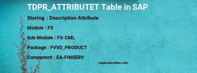 SAP TDPR_ATTRIBUTET table