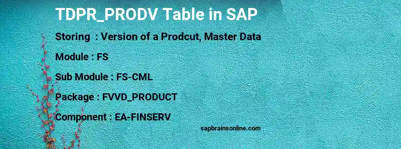 SAP TDPR_PRODV table