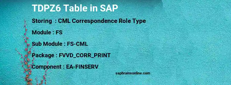 SAP TDPZ6 table