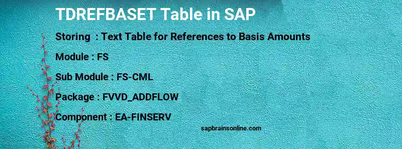 SAP TDREFBASET table