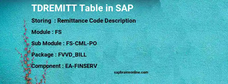 SAP TDREMITT table