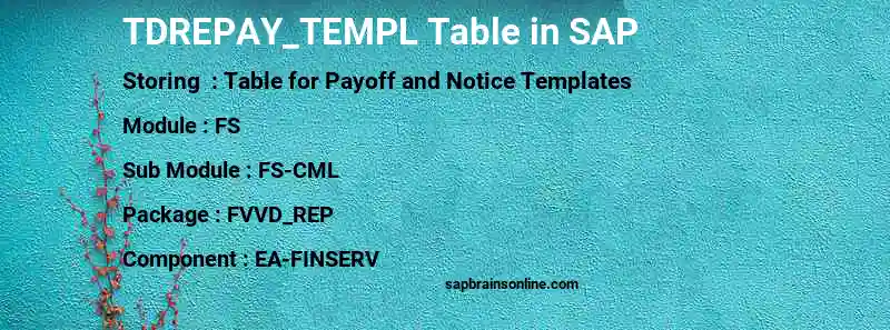 SAP TDREPAY_TEMPL table