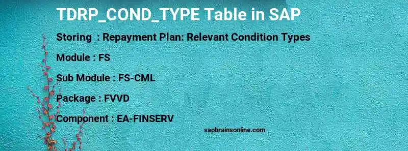 SAP TDRP_COND_TYPE table
