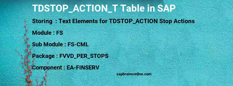 SAP TDSTOP_ACTION_T table