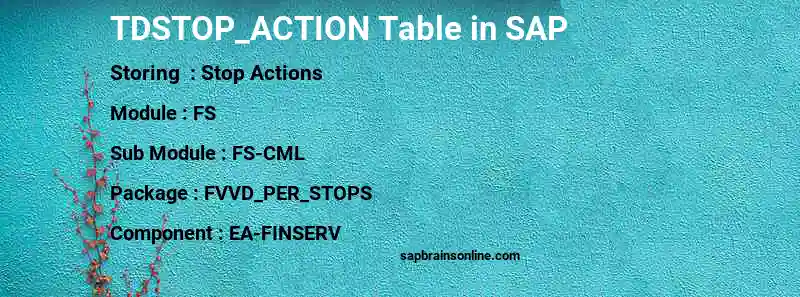 SAP TDSTOP_ACTION table