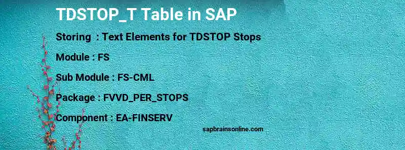 SAP TDSTOP_T table