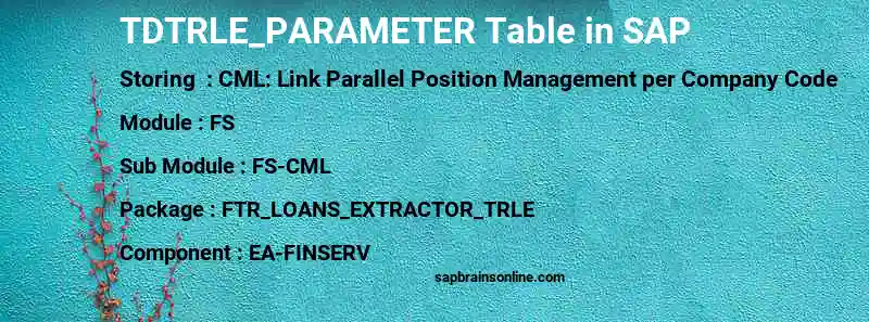 SAP TDTRLE_PARAMETER table