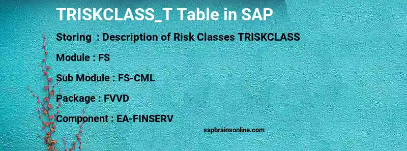 SAP TRISKCLASS_T table