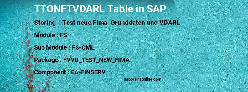 SAP TTONFTVDARL table