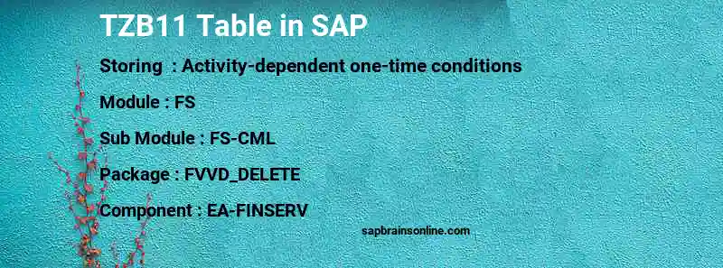 SAP TZB11 table