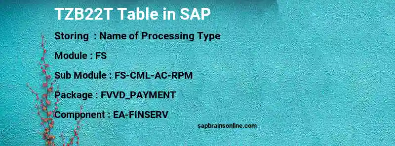 SAP TZB22T table