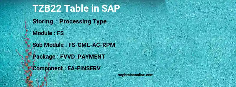 SAP TZB22 table