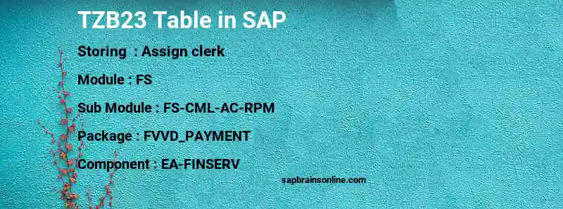 SAP TZB23 table