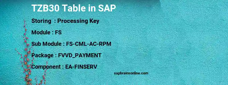 SAP TZB30 table