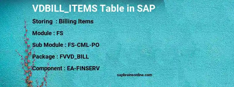 SAP VDBILL_ITEMS table