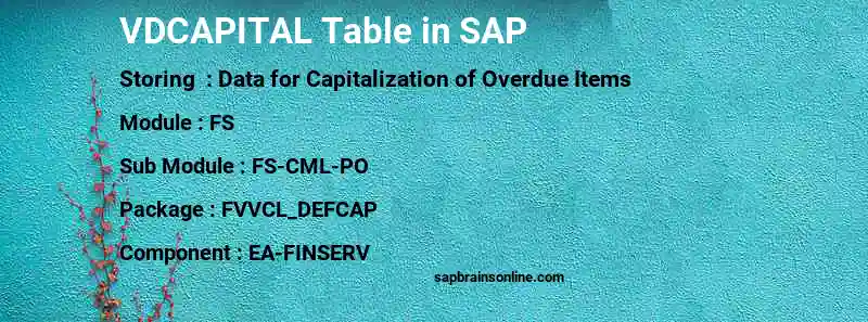 SAP VDCAPITAL table