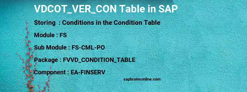 SAP VDCOT_VER_CON table