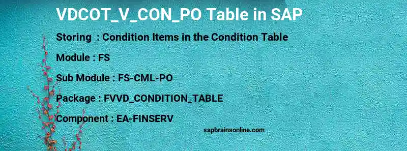 SAP VDCOT_V_CON_PO table