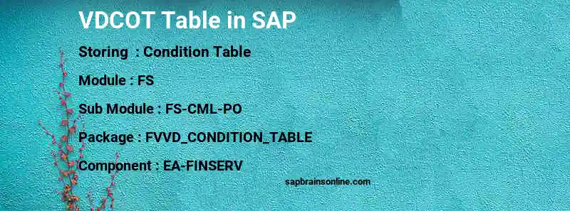 SAP VDCOT table