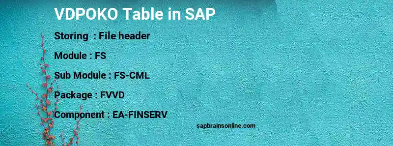 SAP VDPOKO table