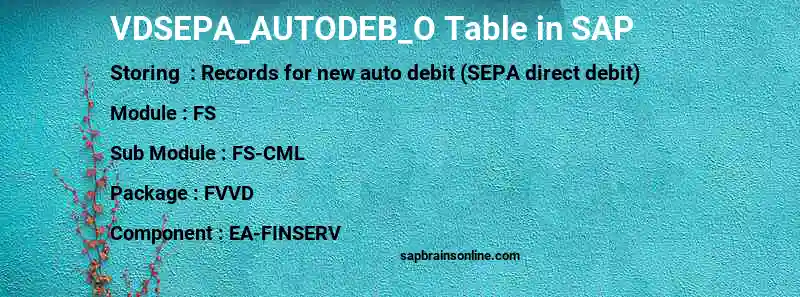 SAP VDSEPA_AUTODEB_O table