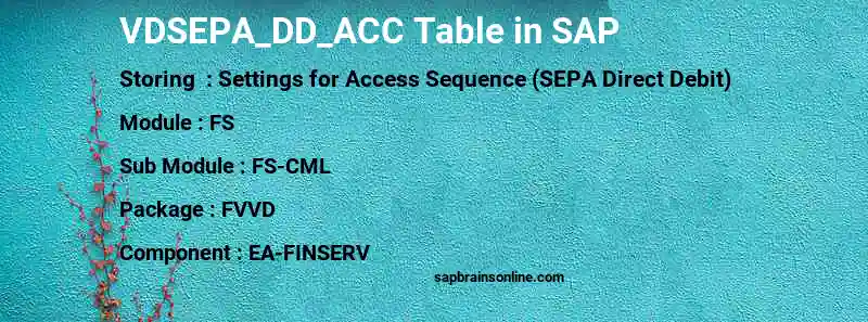 SAP VDSEPA_DD_ACC table