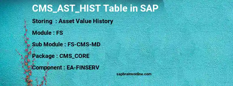 SAP CMS_AST_HIST table