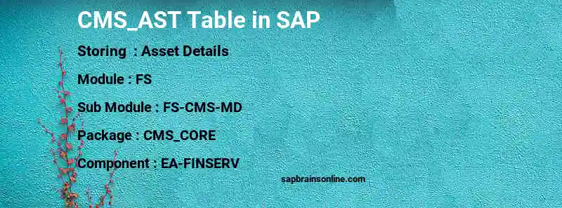 SAP CMS_AST table