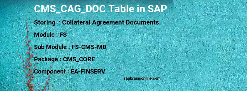 SAP CMS_CAG_DOC table
